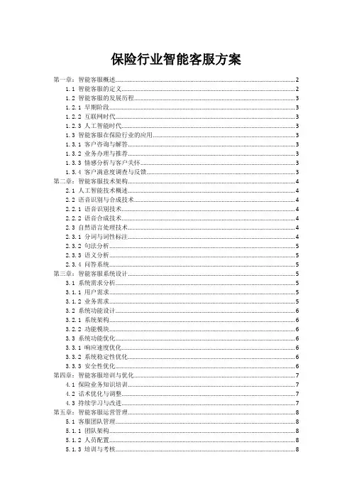 保险行业智能客服方案
