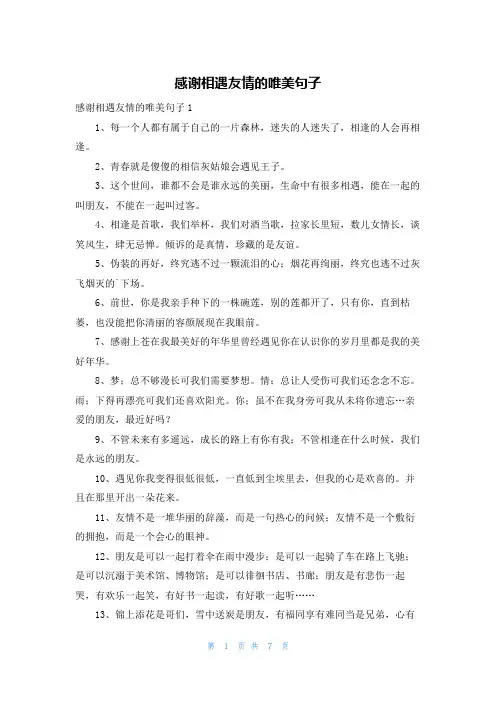 感谢相遇友情的唯美句子