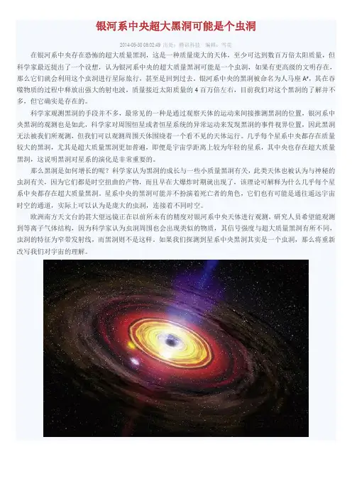 银河系中央超大黑洞可能是个虫洞