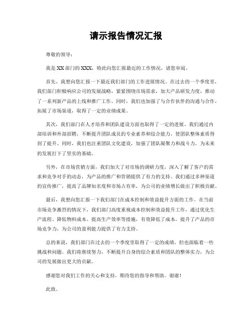请示报告情况汇报
