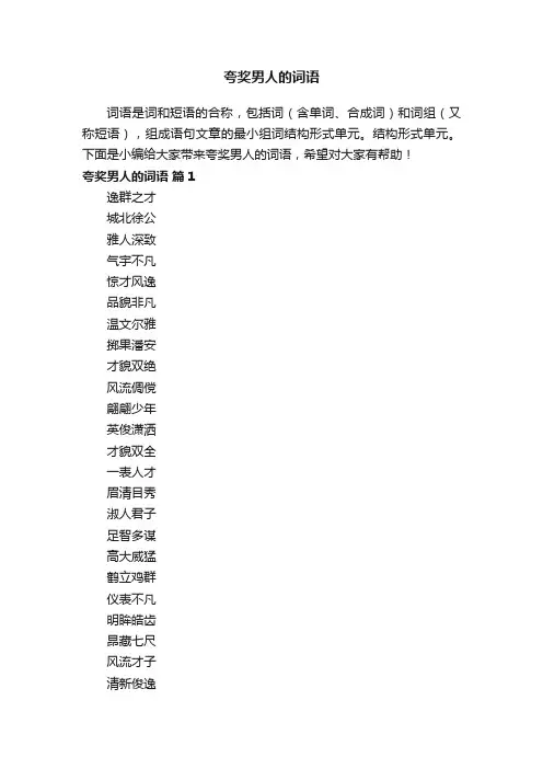 夸奖男人的词语