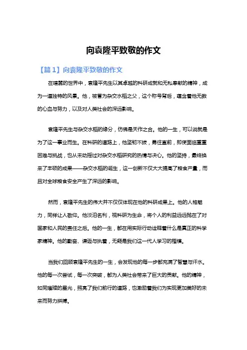向袁隆平致敬的作文