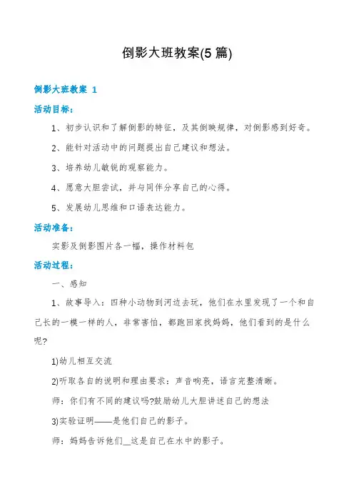 倒影大班教案(5篇)