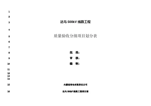 最新质量分级验收划分表(三级)