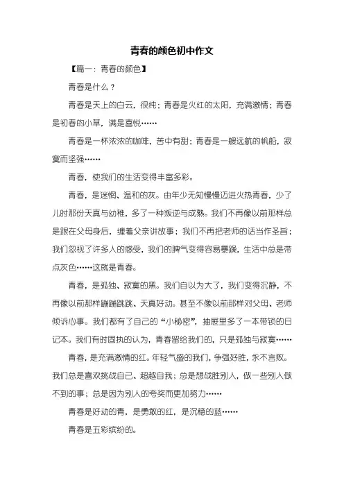 初三作文：青春的颜色初中作文