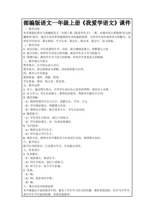 部编版语文一年级上册《我爱学语文》课件