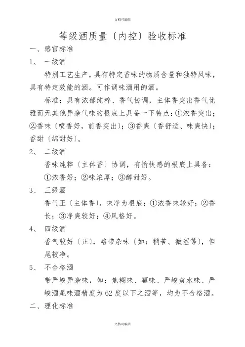 白酒验收标准