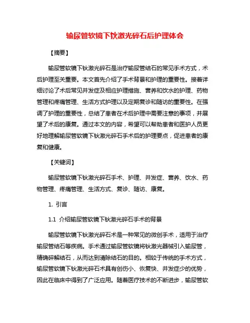 输尿管软镜下钬激光碎石后护理体会