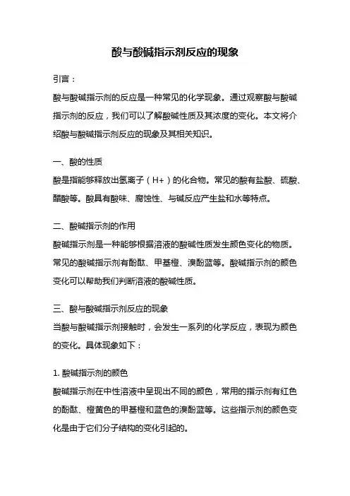 酸与酸碱指示剂反应的现象