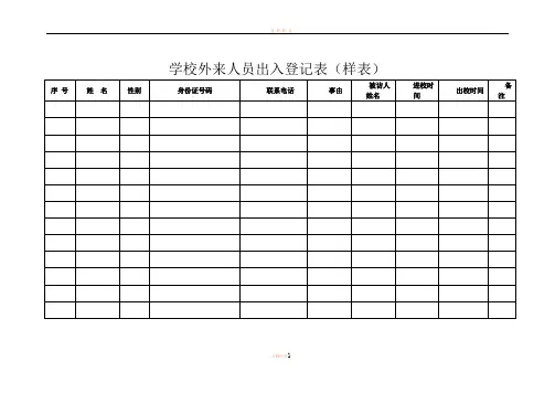 学校外来人员出入登记表