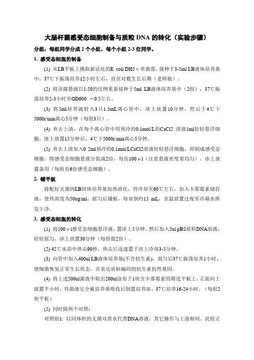 化学生物学实验-感受态细胞制备-具体步骤