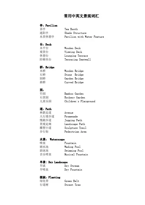 常用中英文景观词汇