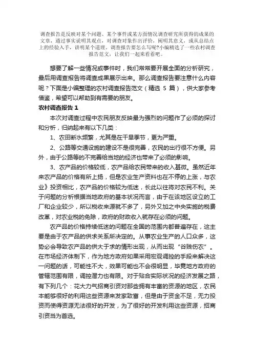 农村调查报告范文