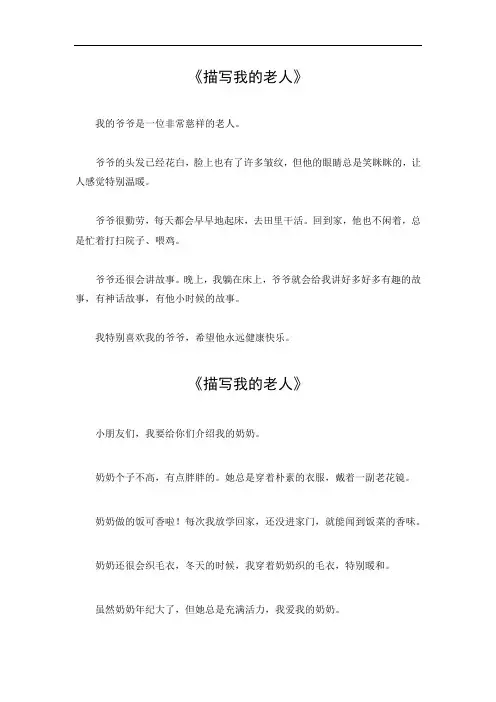写一篇描写我的老人的作文500字