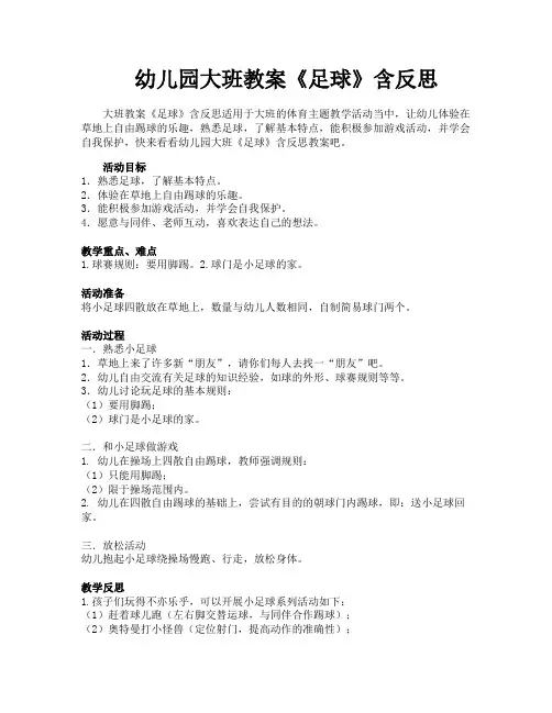 幼儿园大班教案《足球》含反思