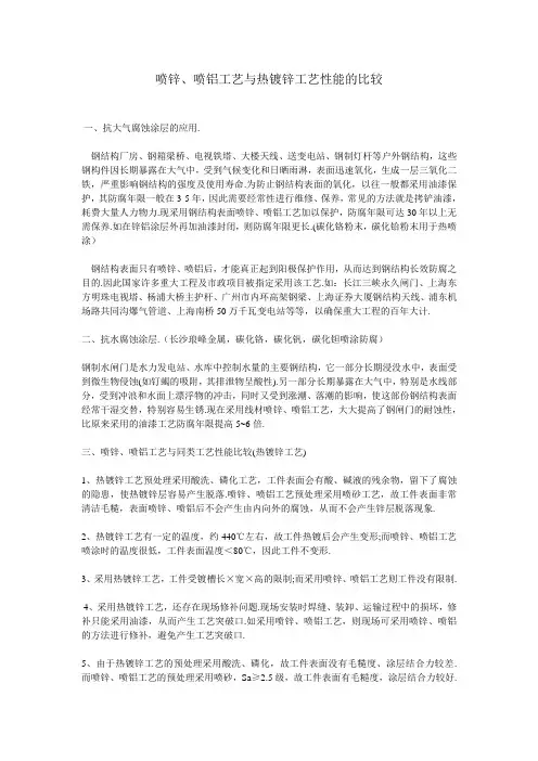 喷锌、喷铝工艺与热镀锌工艺性能的比较