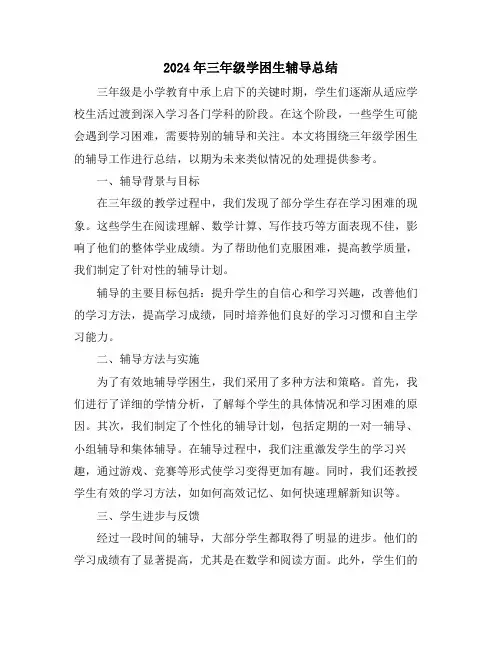 2024年三年级学困生辅导总结