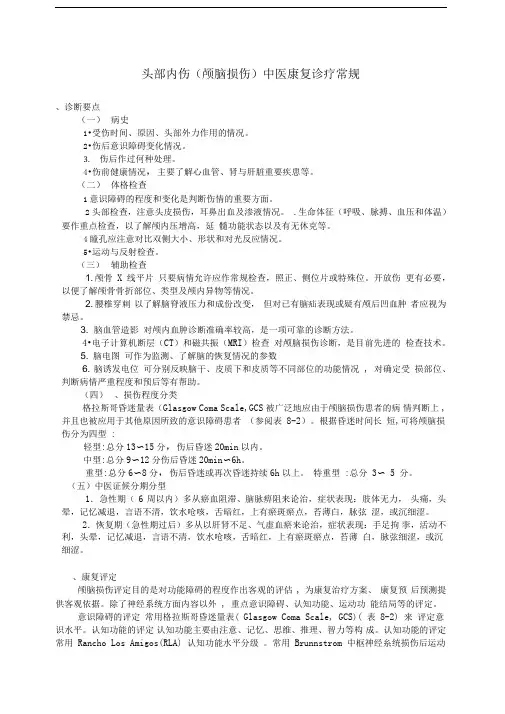 颅脑损伤康复诊疗常规(新)(DOC)