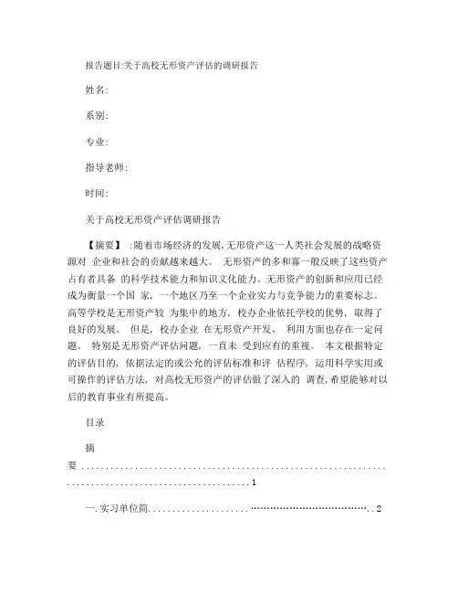 无形资产评估调研报告(精)