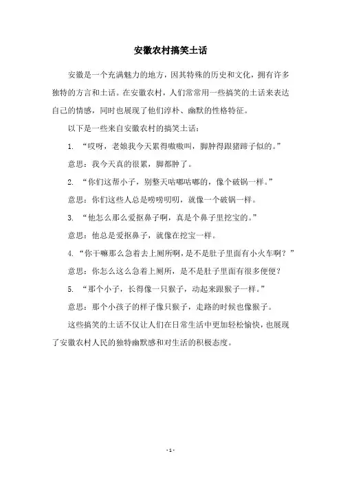 安徽农村搞笑土话