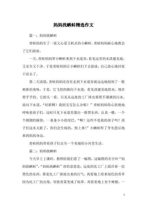 妈妈找蝌蚪精选作文