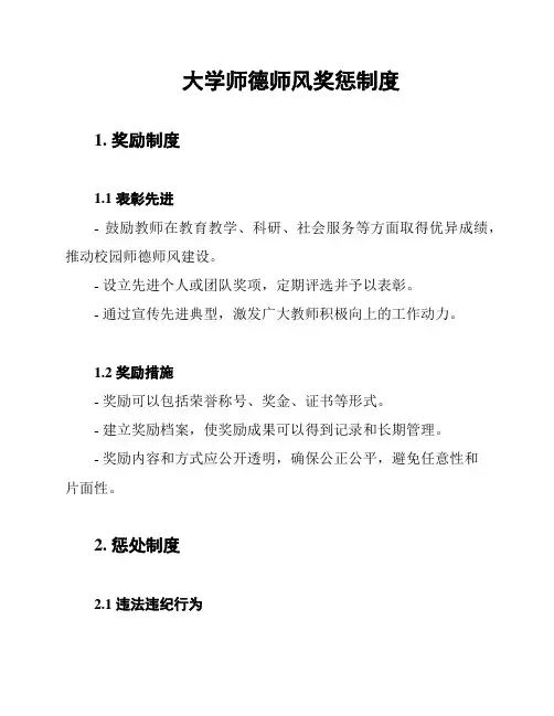 大学师德师风奖惩制度