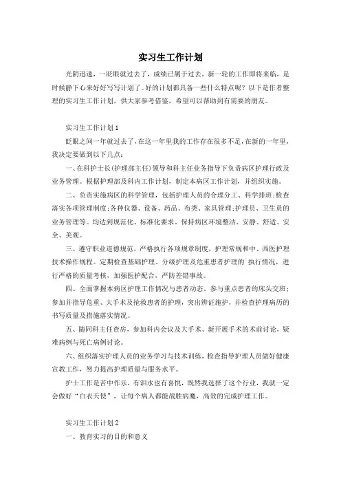 实习生工作计划
