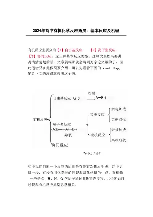 2024年高中有机化学反应拓展：基本反应及机理 
