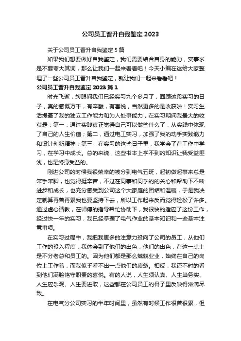 关于公司员工晋升自我鉴定5篇