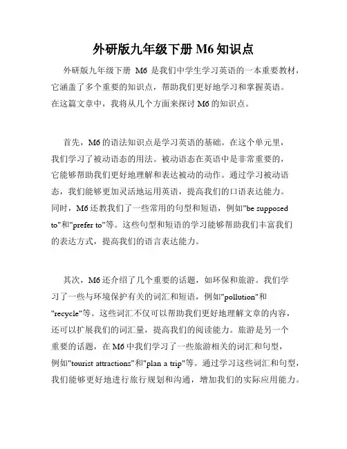 外研版九年级下册M6知识点