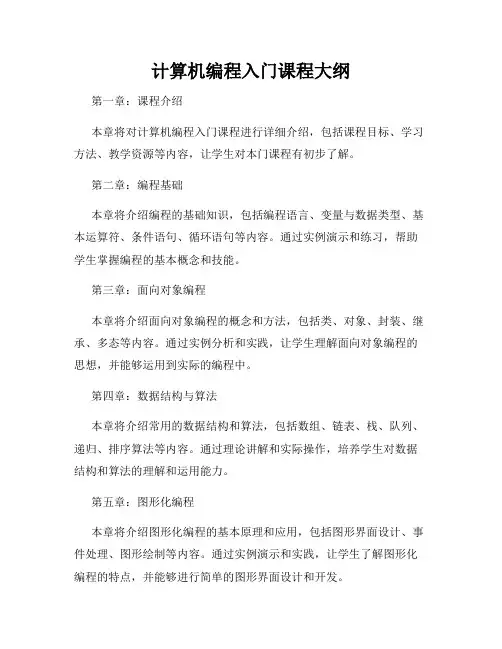 计算机编程入门课程大纲