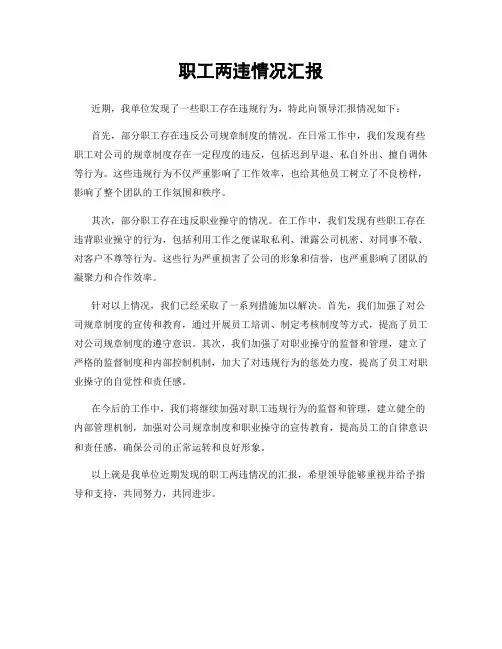 职工两违情况汇报