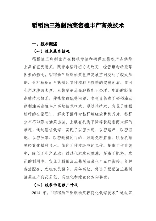 7.“稻-稻-油”三熟制油菜密植丰产高效技术