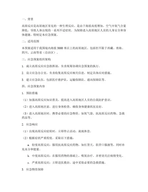 高原反应应急预案方案