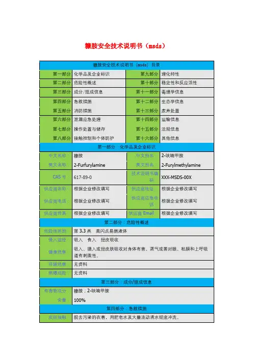 糠胺安全技术说明书(msds)
