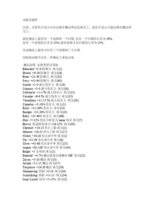 暗黑修改--udietoo魔法词缀对照表