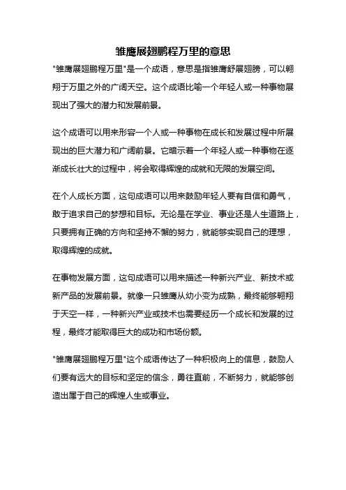 雏鹰展翅鹏程万里的意思