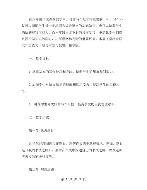 六年级语文下册习作复习教案：精华版