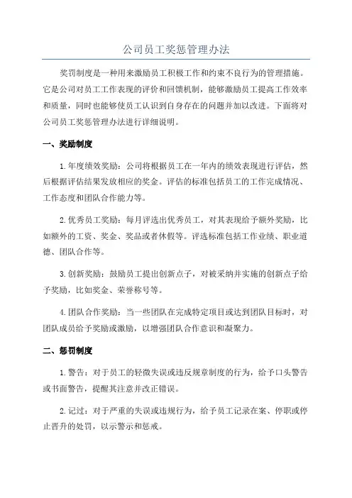 公司员工奖惩管理办法