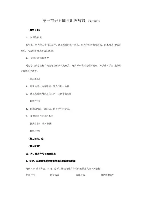 2.1岩石圈与地表形态教案2(鲁教版必修1).doc