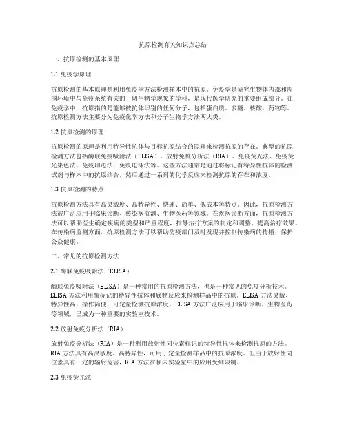 抗原检测有关知识点总结