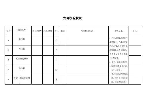 发电机系统验收表