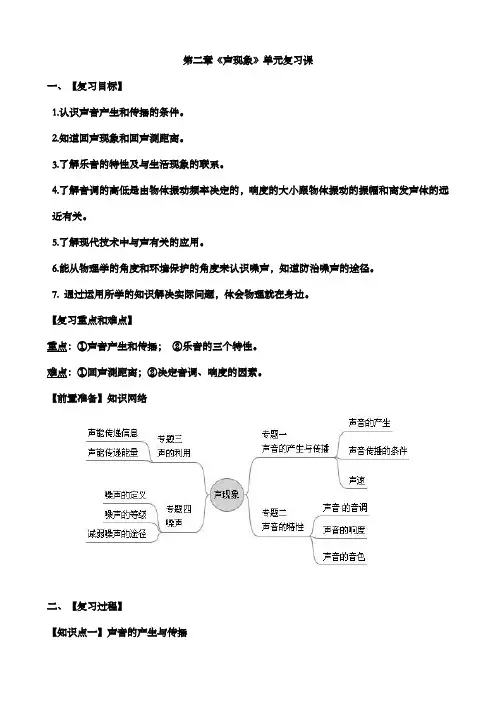人教版八年级物理上册第二章《声现象》单元复习学案