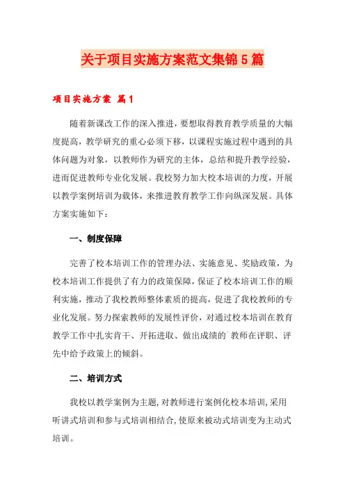 关于项目实施方案范文集锦5篇