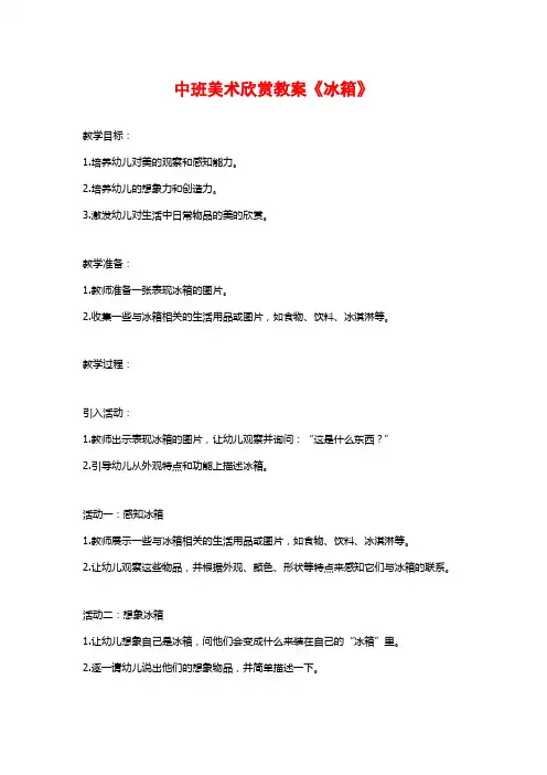 中班美术欣赏教案《冰箱》