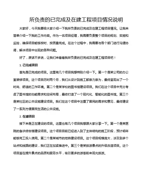 所负责的已完成及在建工程项目情况说明