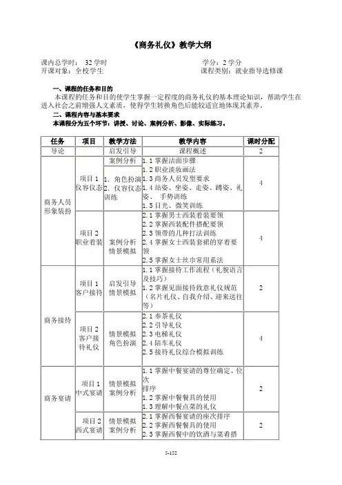 《职场礼仪》教学大纲