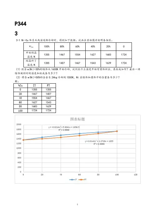 北京科技大学 冶金物理化学 第四章 相图  作业