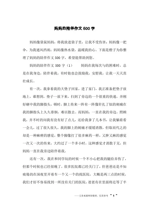 妈妈的陪伴作文500字