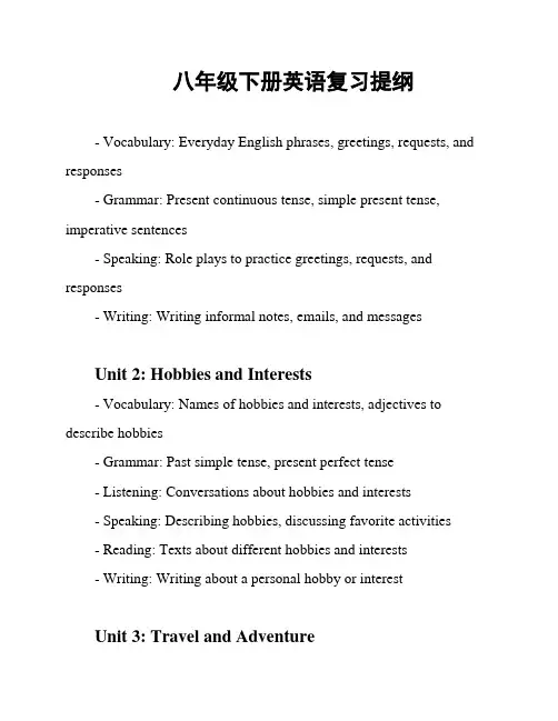 八年级下册英语复习提纲